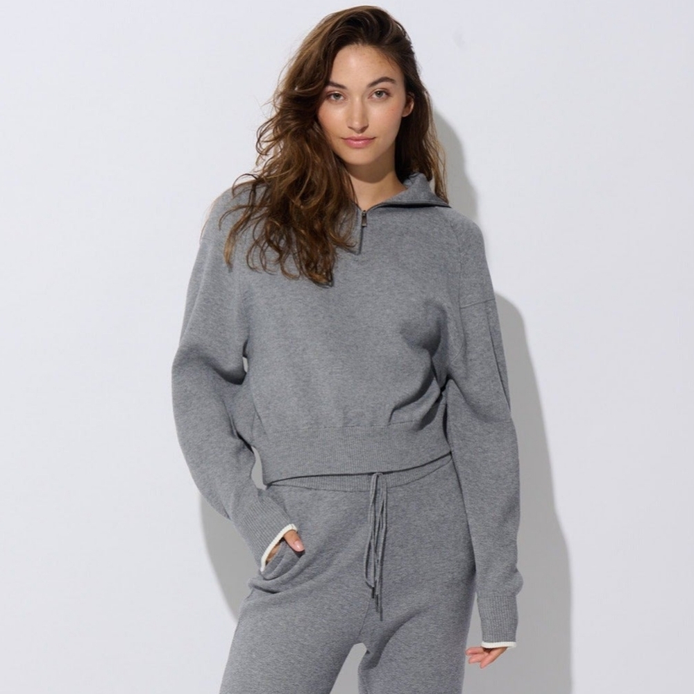 *NWOT* Everyday Sunday Popover Quarter-Zip Sweater - Grey, Small